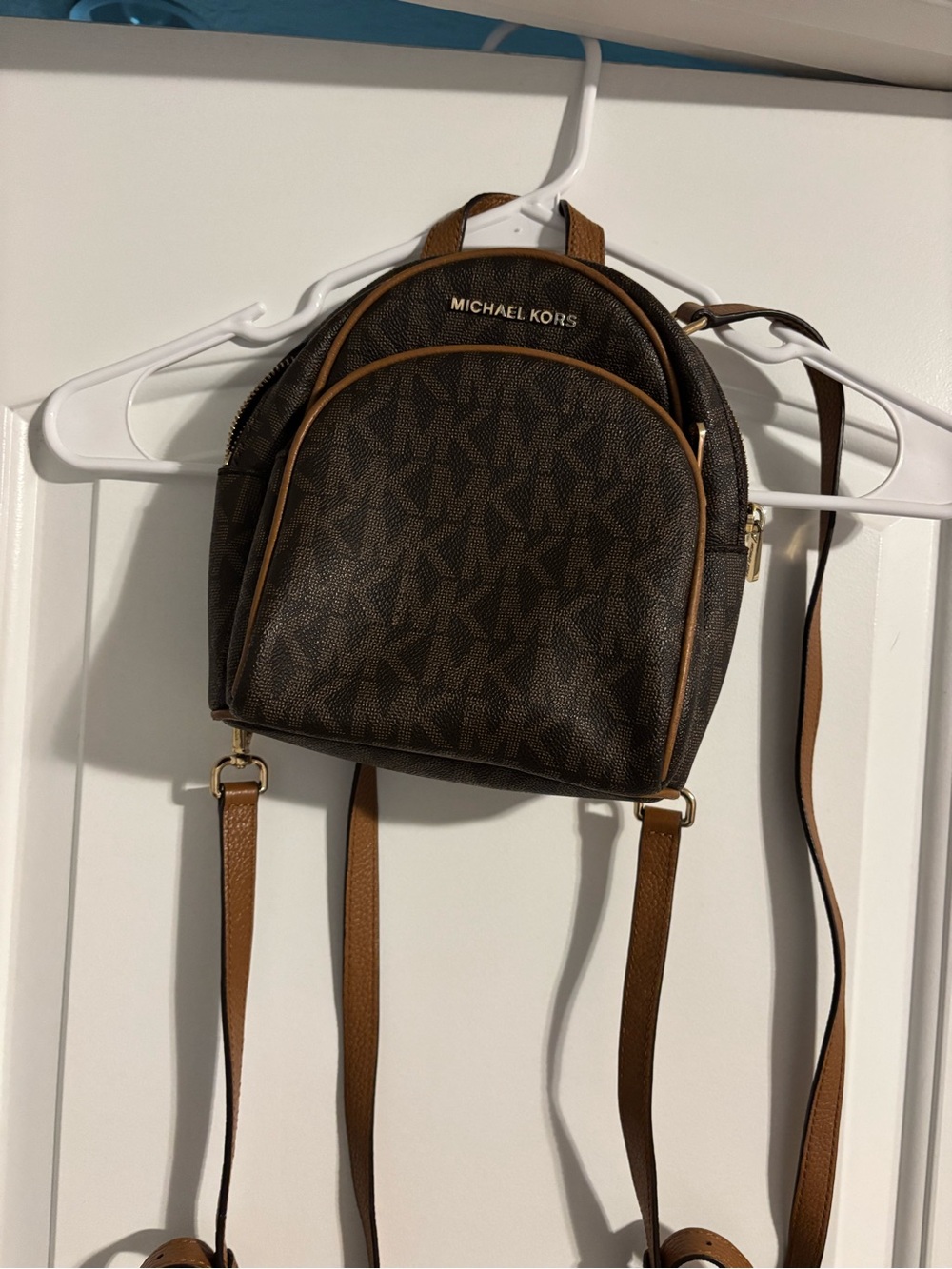 Michael Kors Brown and Tan Logo Mini Backpack